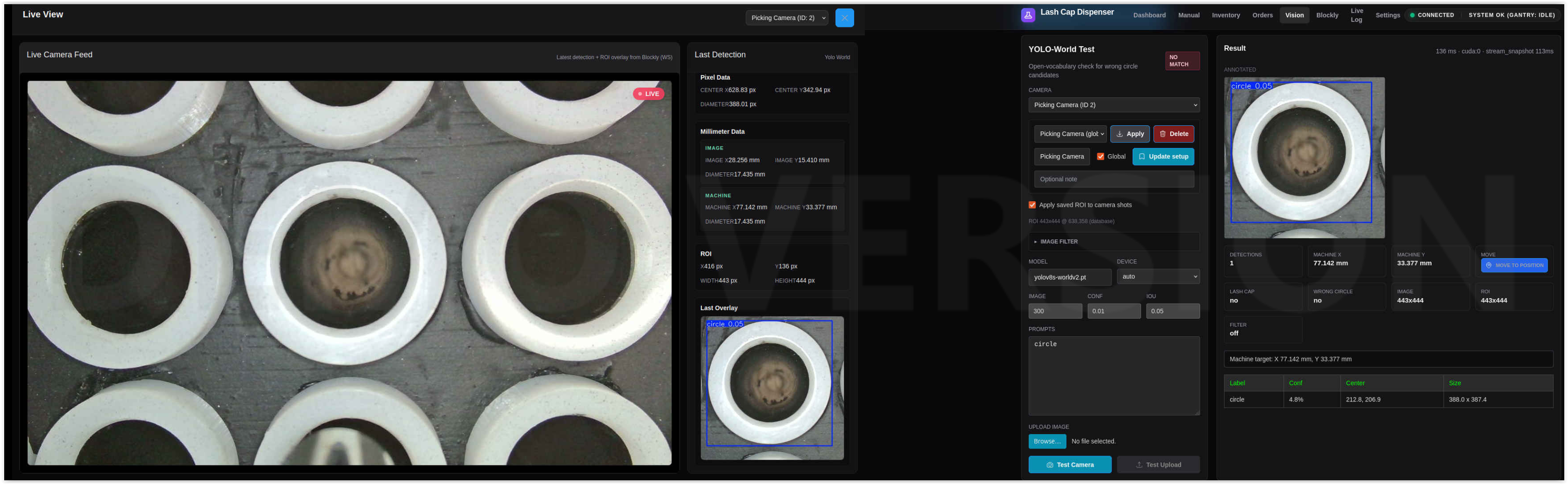 Hole position detection